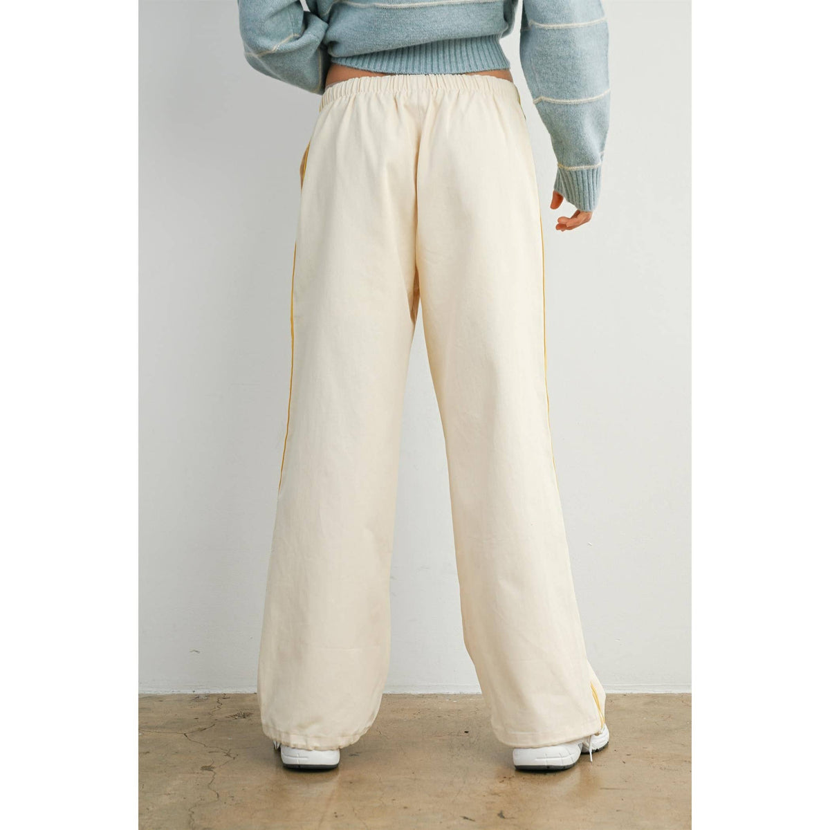 Striped Wide-Leg Drawstring Track Pants - BMP8039