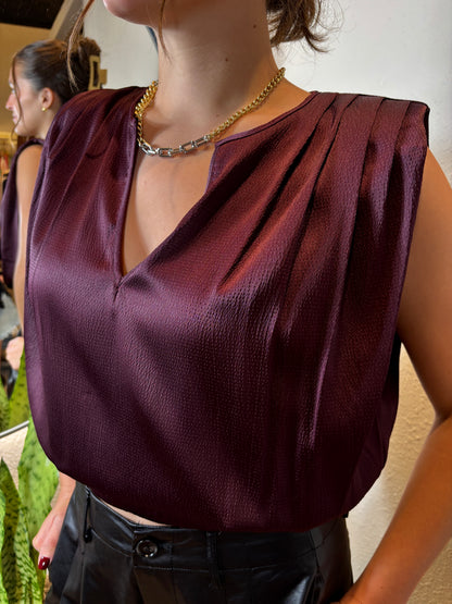 Boxy Top with Pleat Detail on Shoulderss