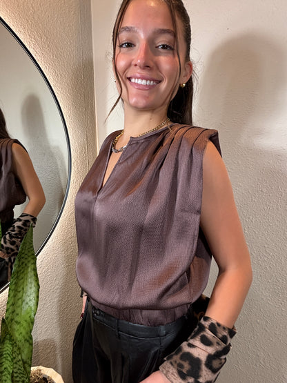 Boxy Top with Pleat Detail on Shoulderss