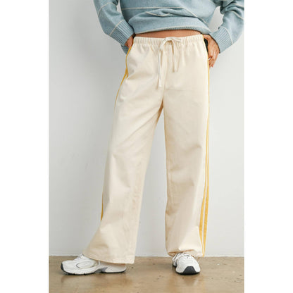 Striped Wide-Leg Drawstring Track Pants - BMP8039