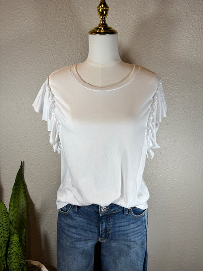 Ruffle Shoulder Sleeveless Top