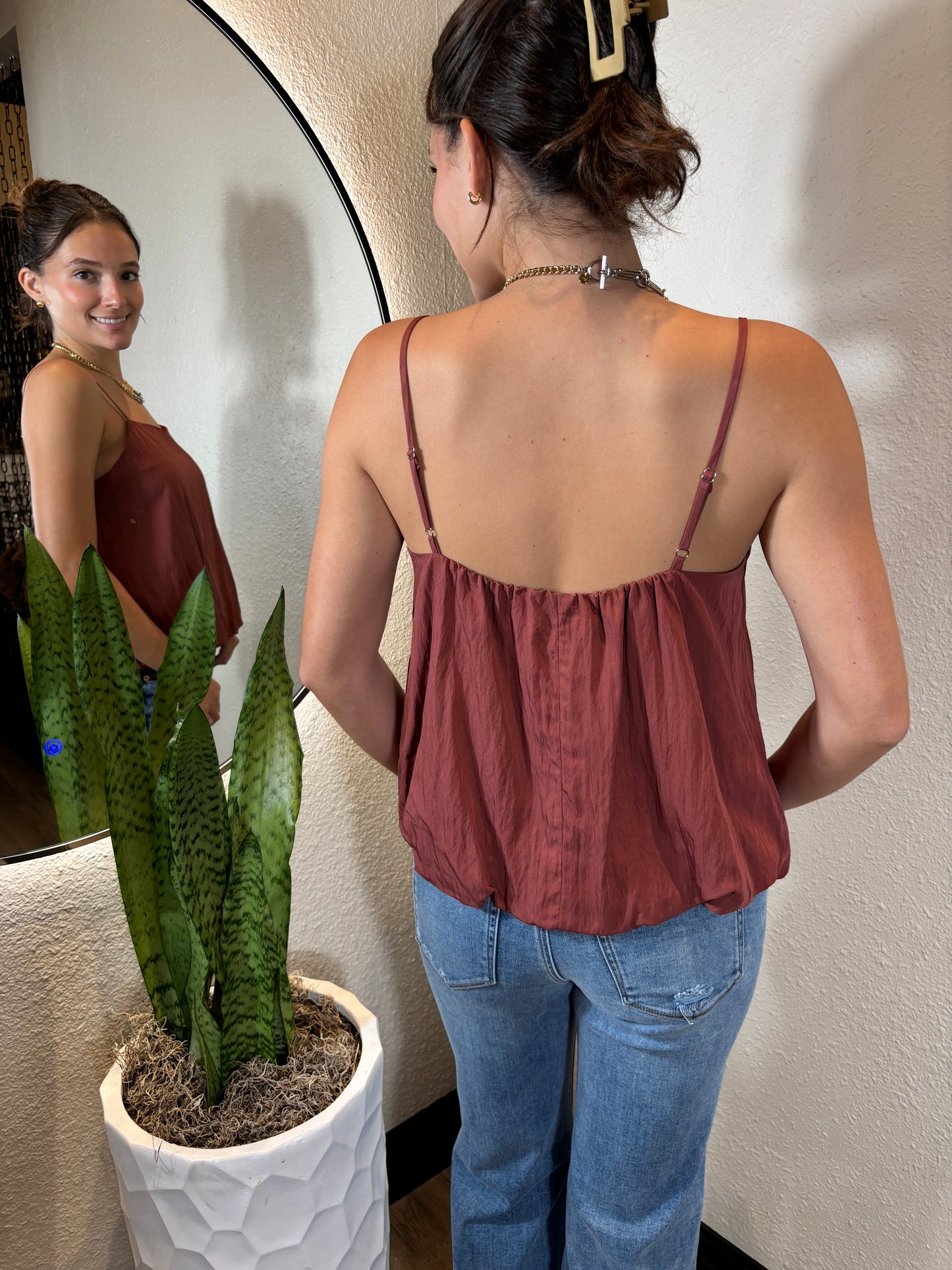 Billowy Cami Top with Bubble Hem