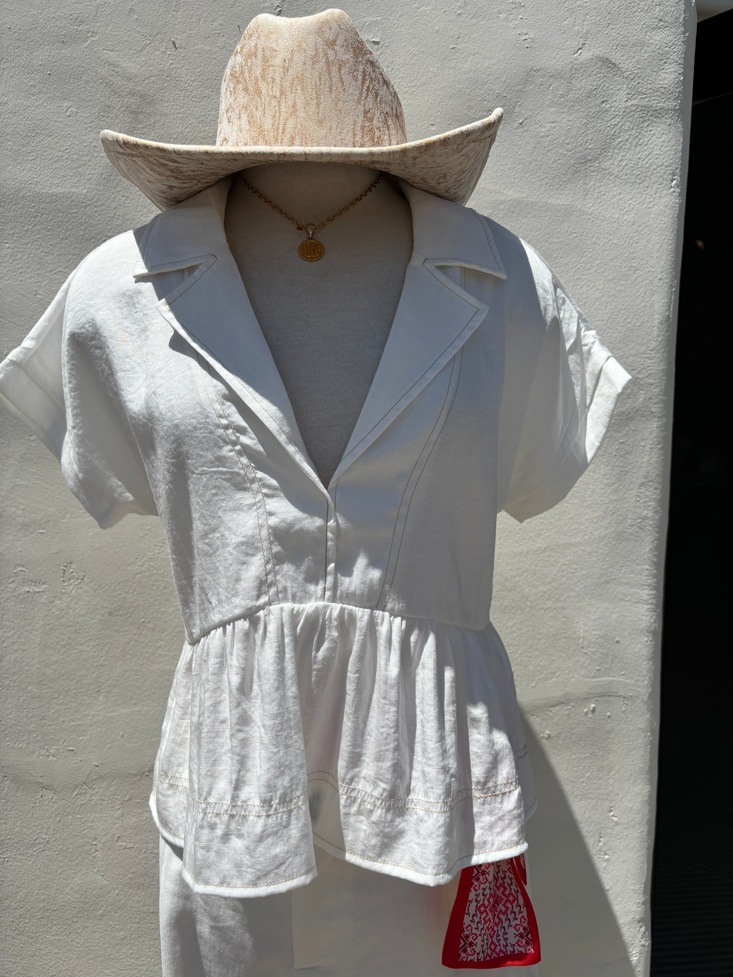 Collared Babydoll Blouse- Off White