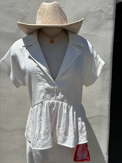Collared Babydoll Blouse- Off White