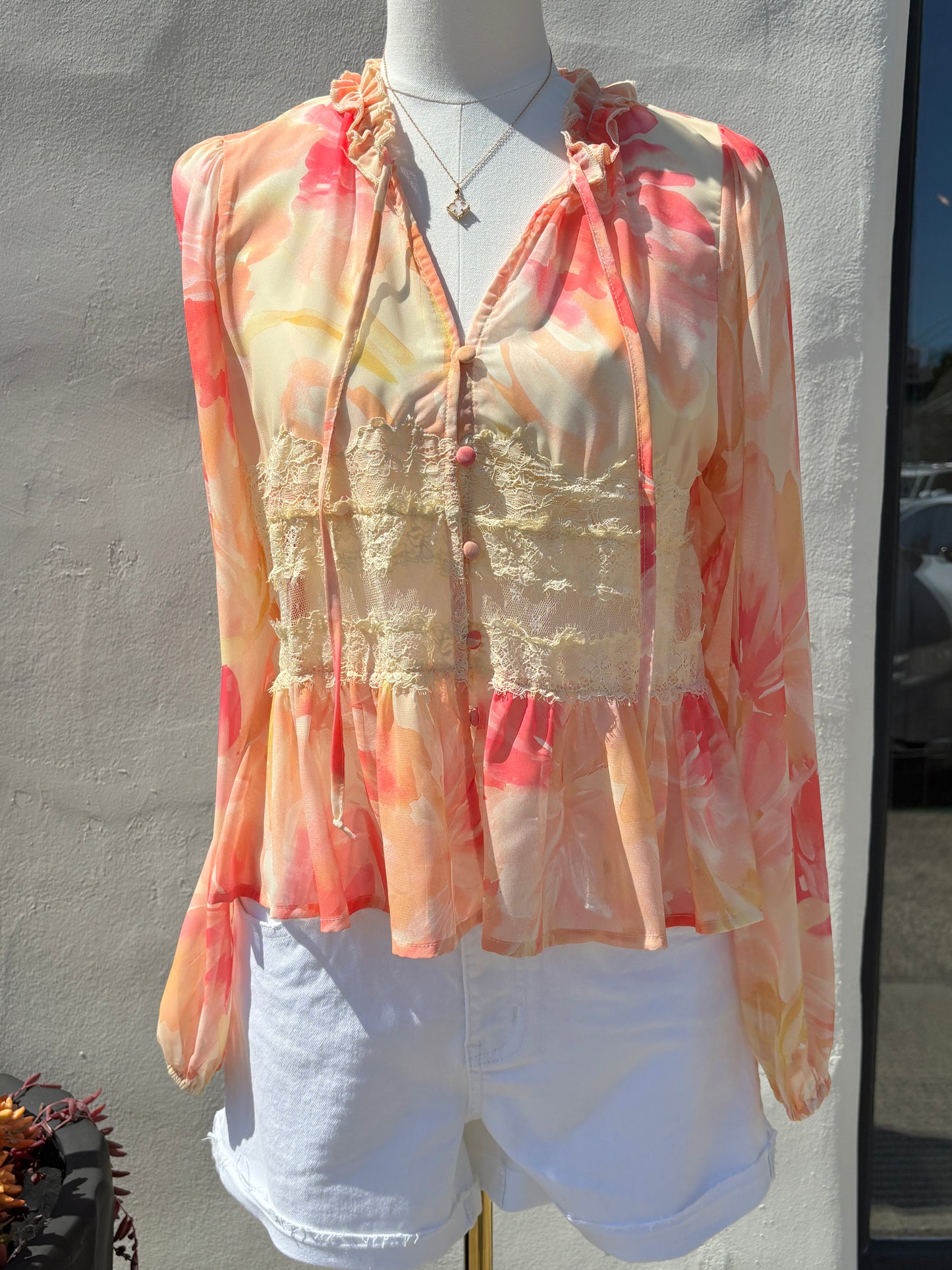 Floral De Sol Coral Top