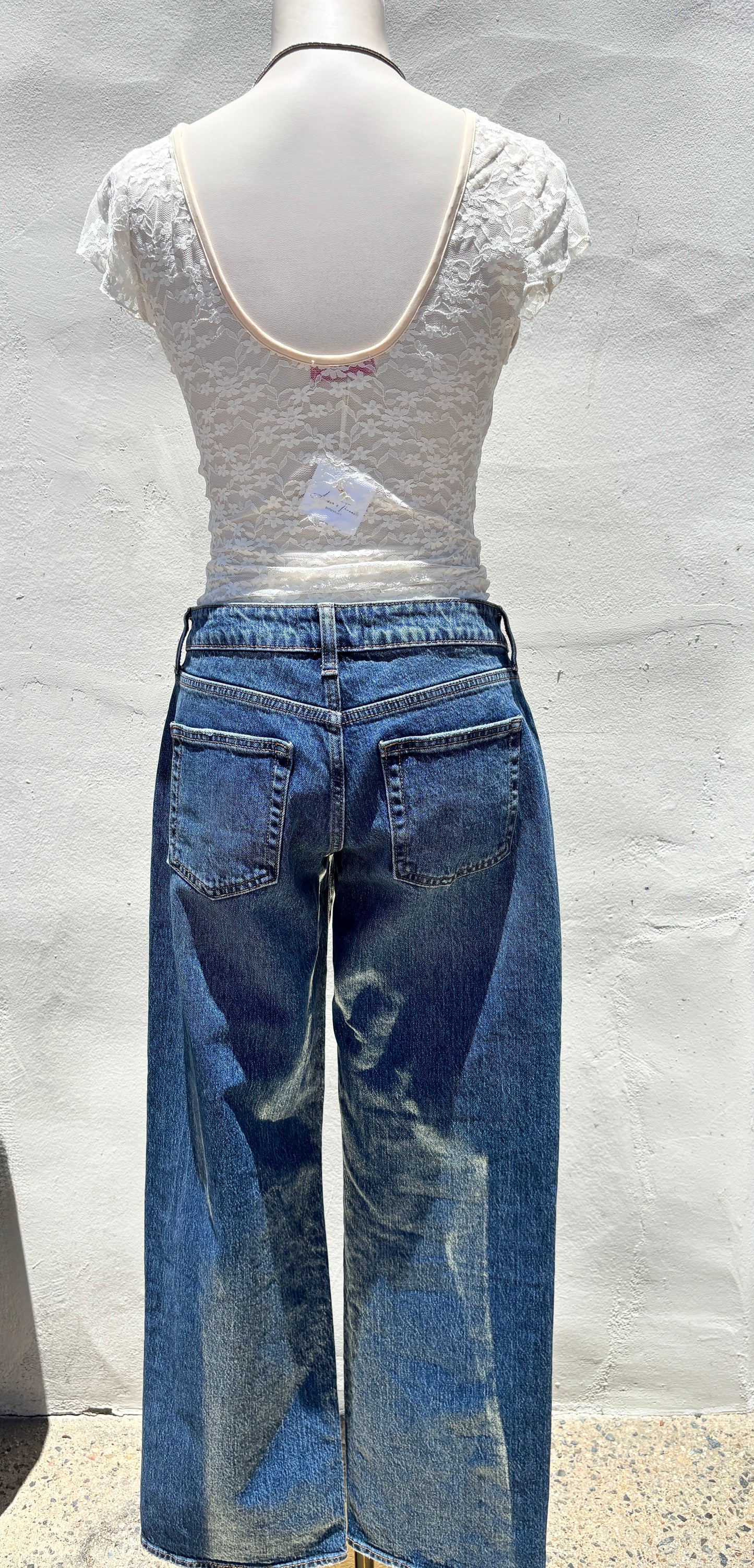 Light Denim Low Rise Studded Baggy Jean-JBD