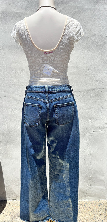 Light Denim Low Rise Studded Baggy Jean-JBD