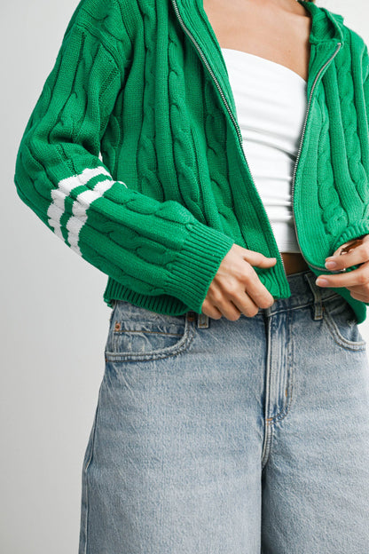 Cable Knit Zip-Up Hoodie Cardigan - BMC8196