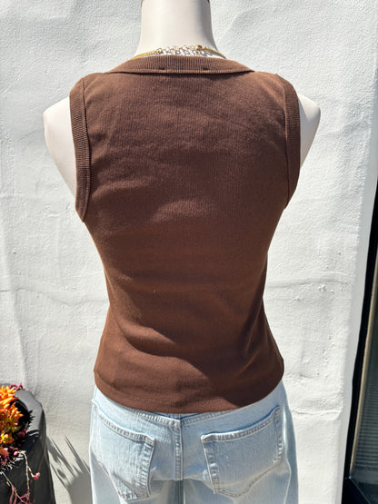 Deep Scoop Neck Sleeveless Tank Top