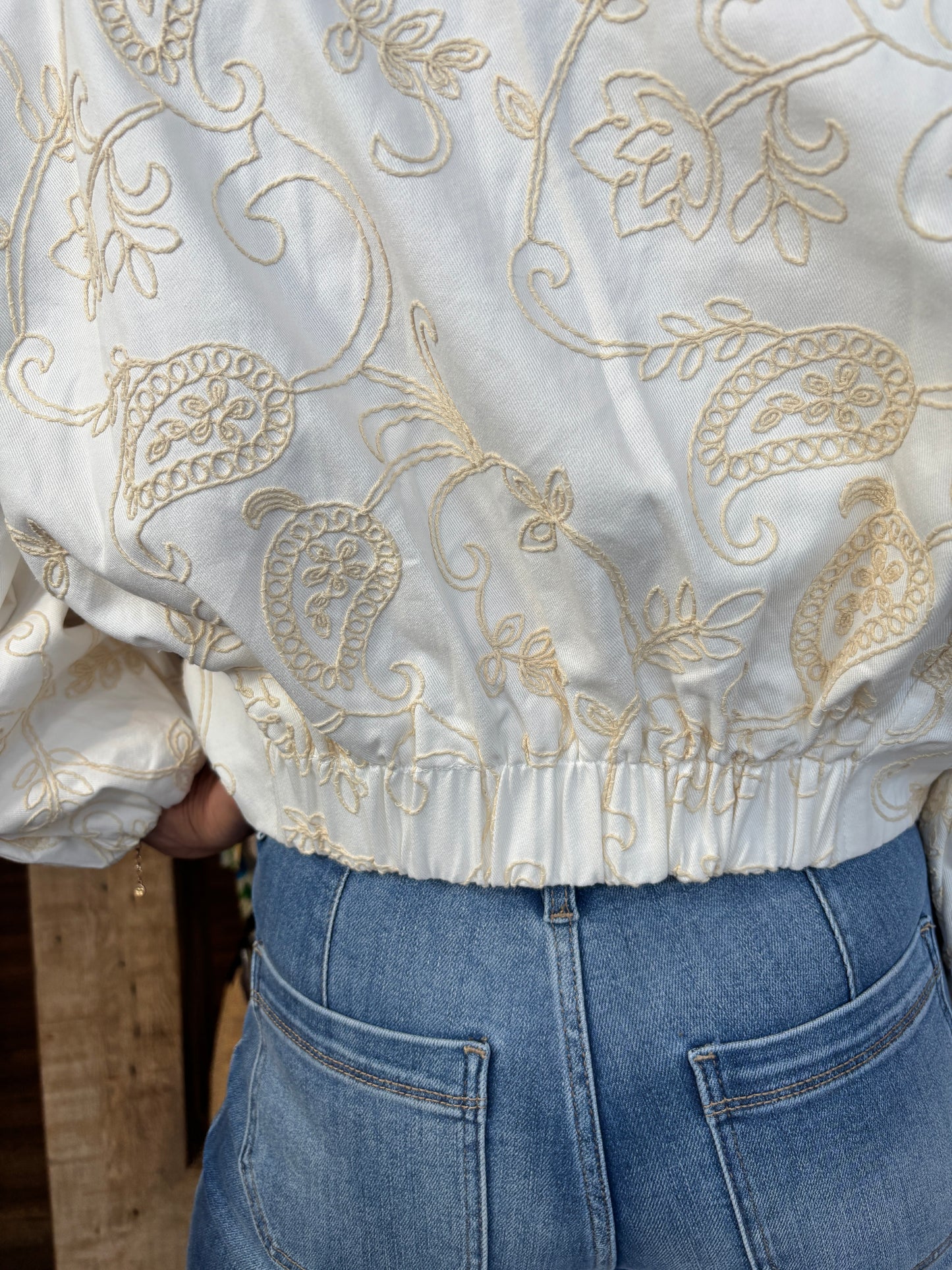 Ivory Embroidery Zip Jacket