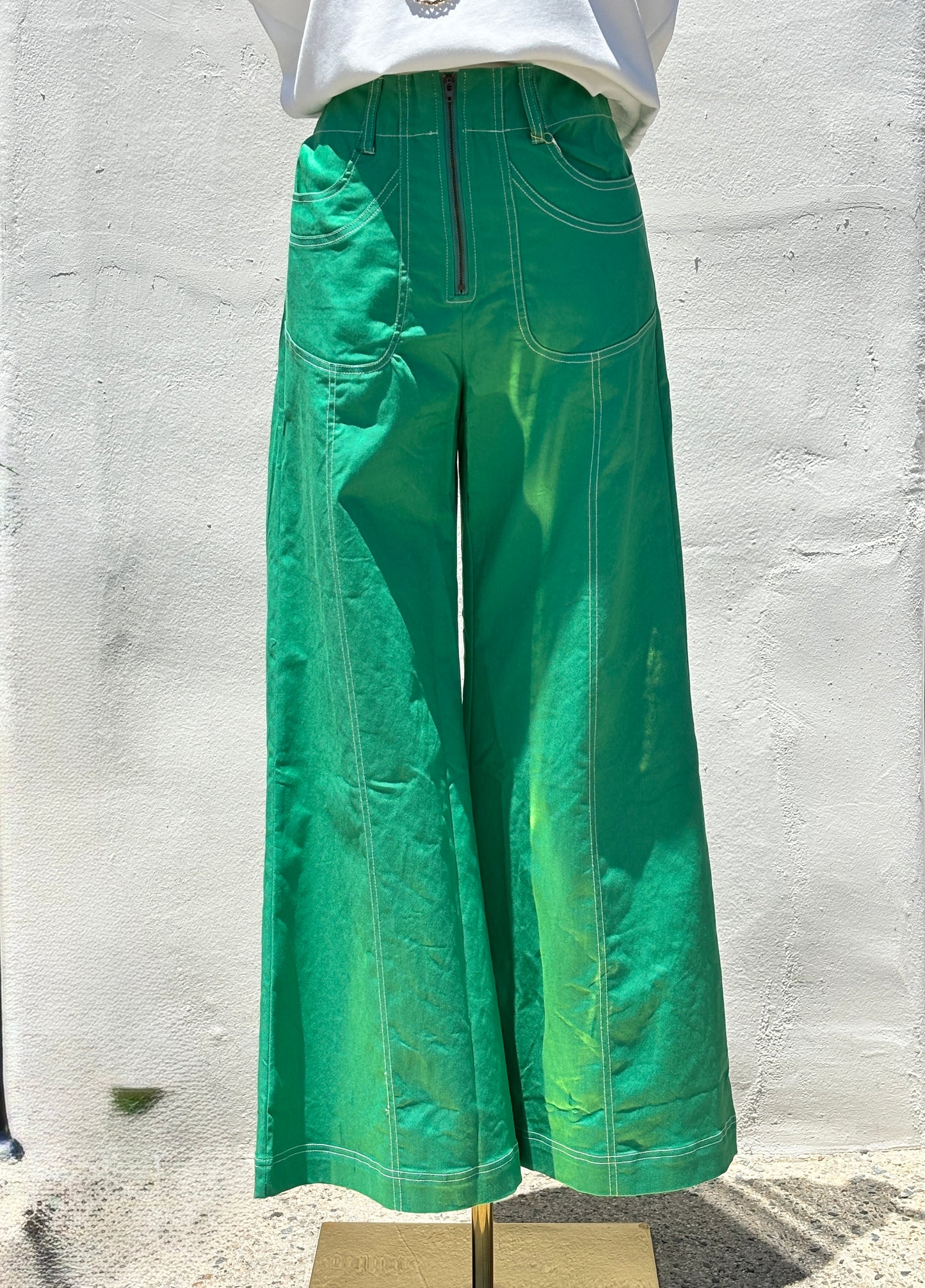 Wide Leg Pant w/ Exposed Zipper-Gi