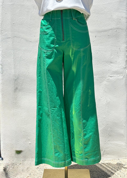 Wide Leg Pant w/ Exposed Zipper-Gi
