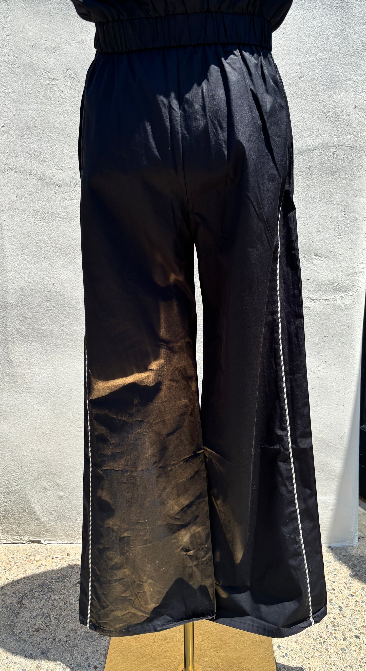 Black/cream Stripe Wide Leg Pant-SyBo