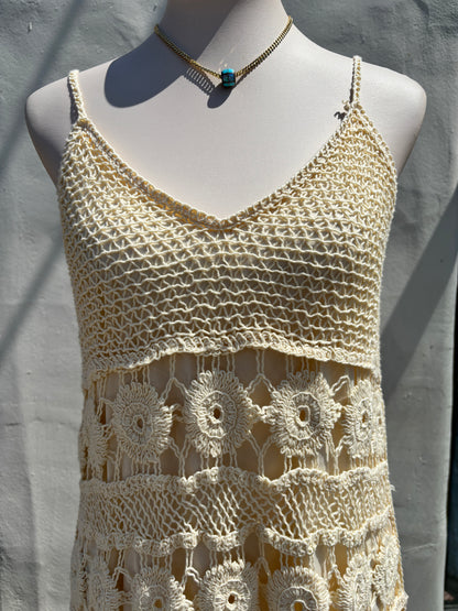 Macrame Cream Midi Dress-StBo