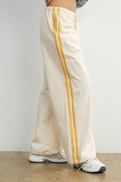 Striped Wide-Leg Drawstring Track Pants - BMP8039