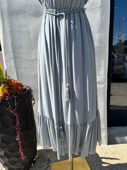 Off Shoulder Ruff Midi Sage