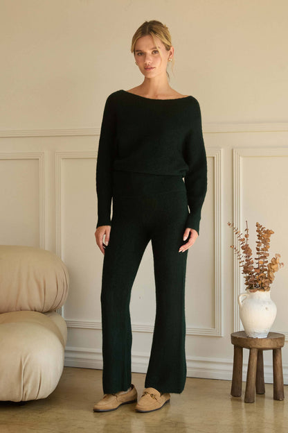 Off Shoulder Rib-Knit Sweater