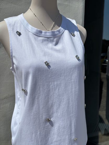 Campari Embellished  White Tank-Sanc
