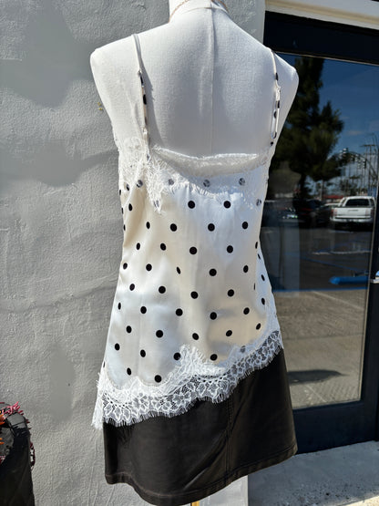 Polkdot Lace cream/black Cami-Elli