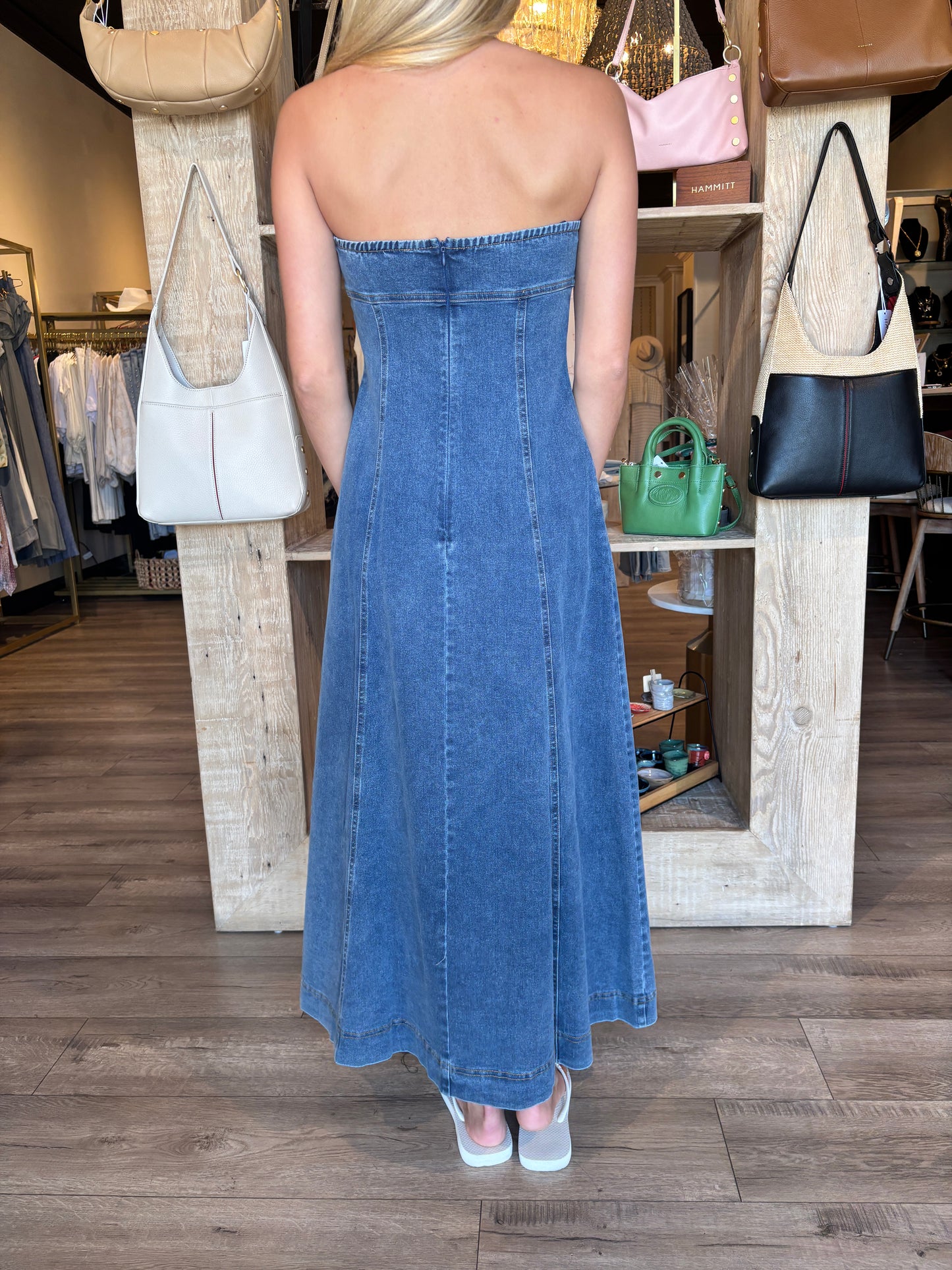 Denim  Strapless Maxi Dress