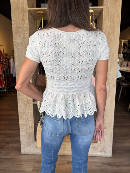 Sophia Peplum Ivory Top