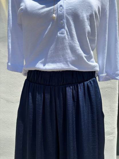 Poly Silk Navy Pants-Ty