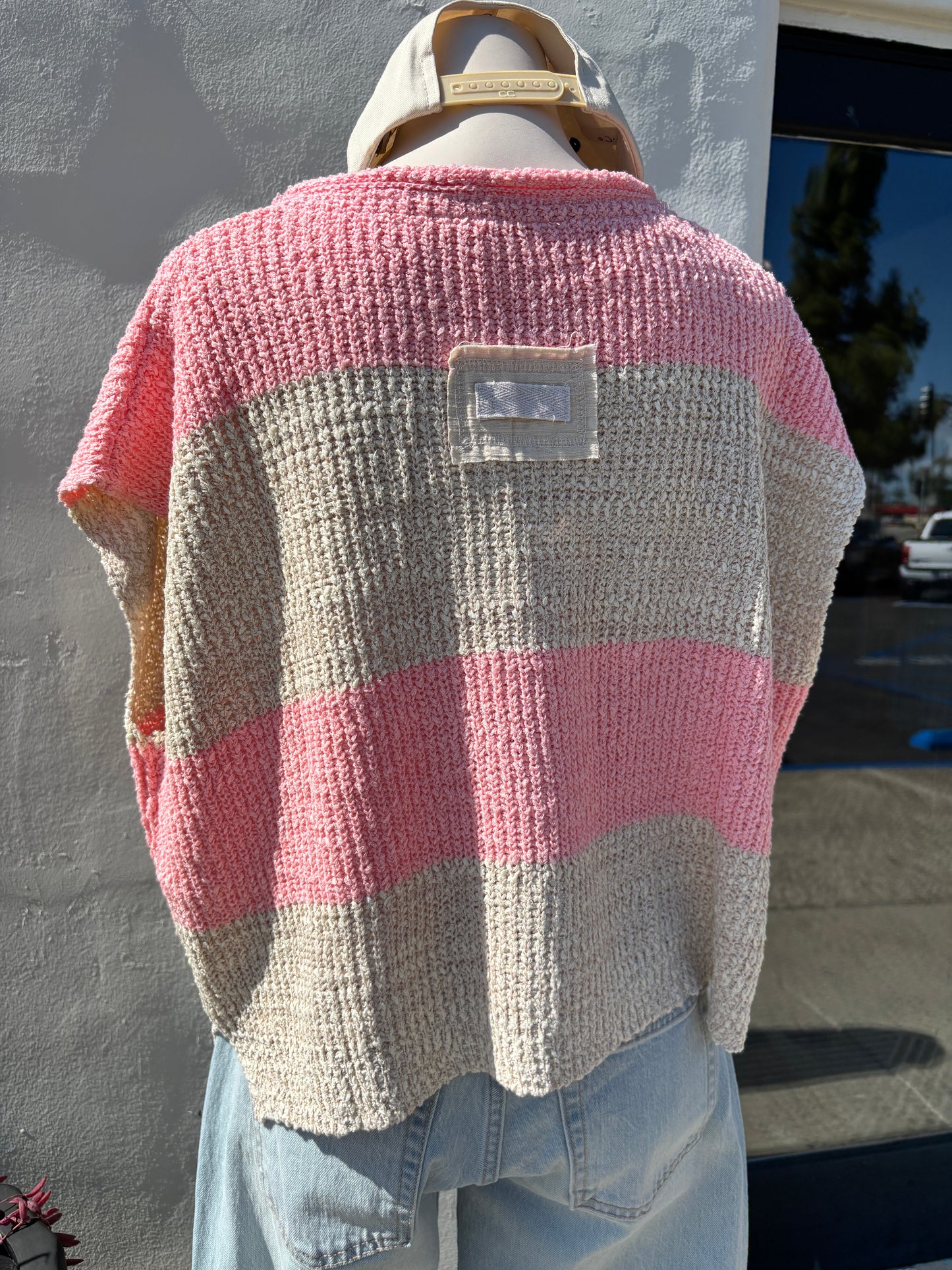 Strip Bubblegum/Oatmeal Sweater-Illa