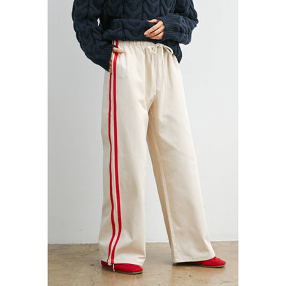 Striped Wide-Leg Drawstring Track Pants - BMP8039