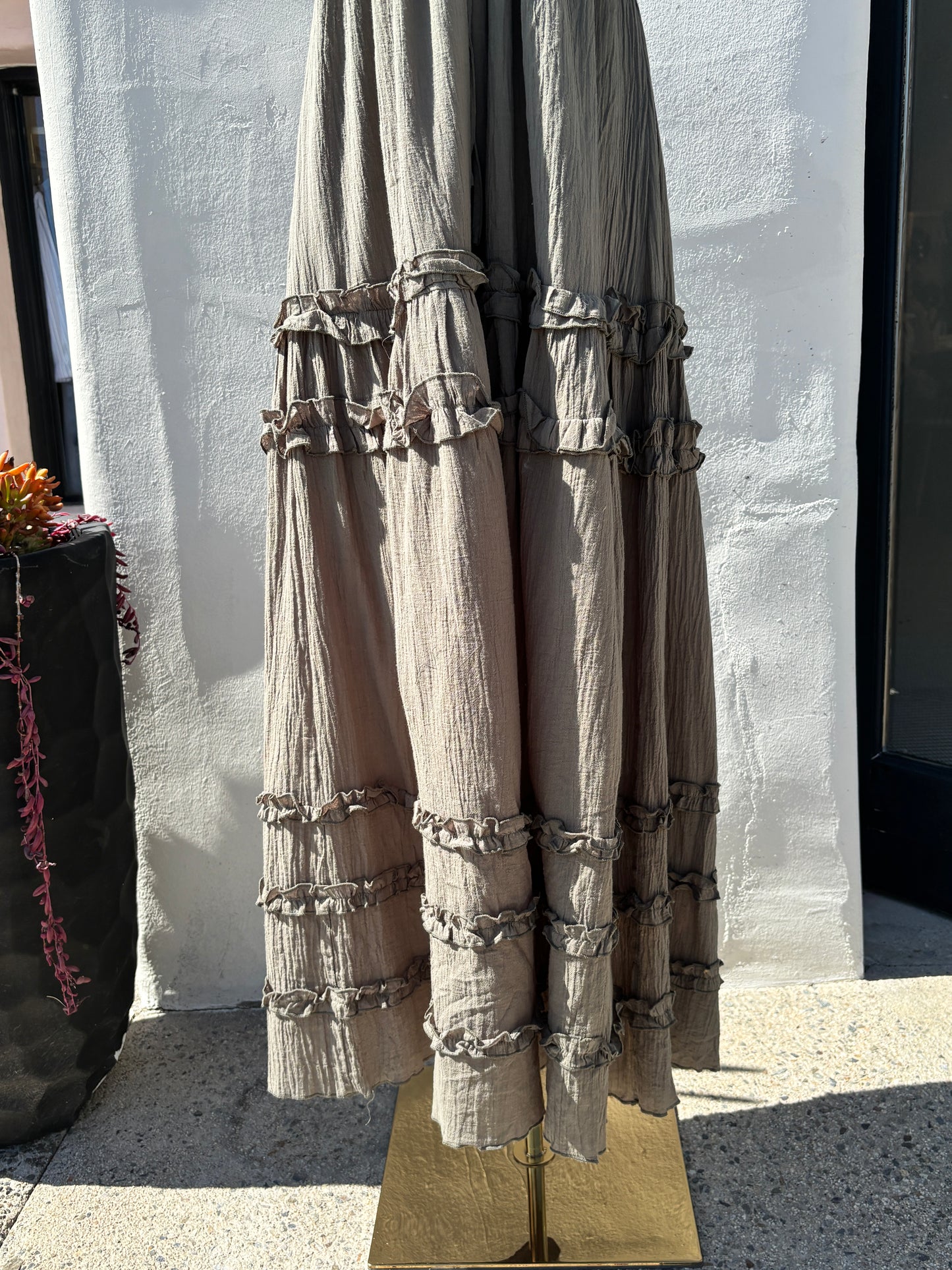 Halter Maxi Dress Ruff Olive