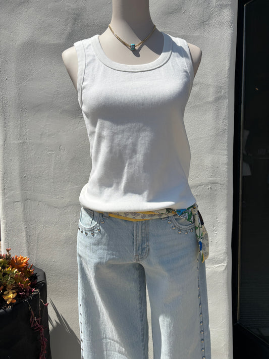 Deep Scoop Neck Sleeveless Tank Top