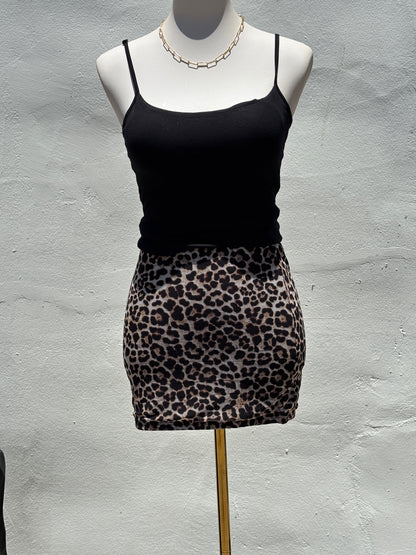 Mini Mesh Leapard Skirt-Mrose