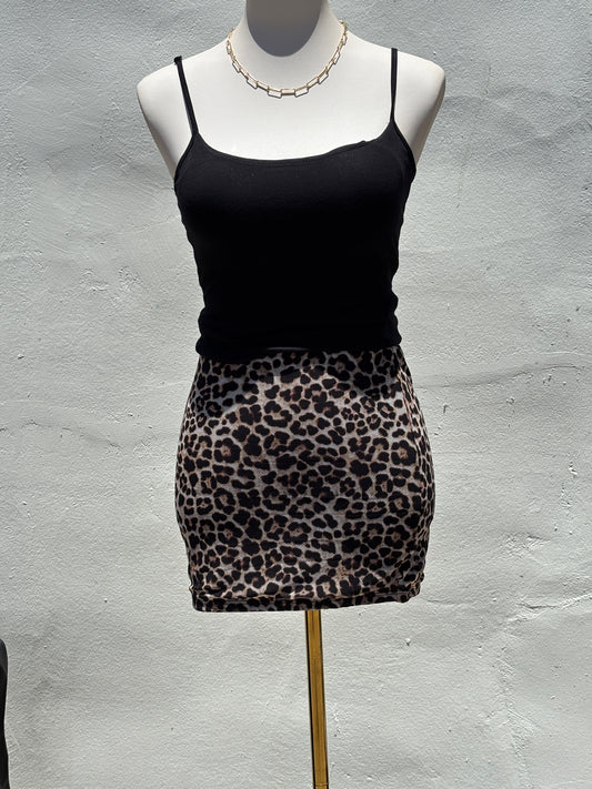 Mini Mesh Leapard Skirt-Mrose