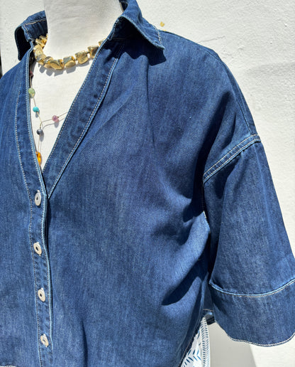 Dark Denim 3/4 Sleeve Top-ml