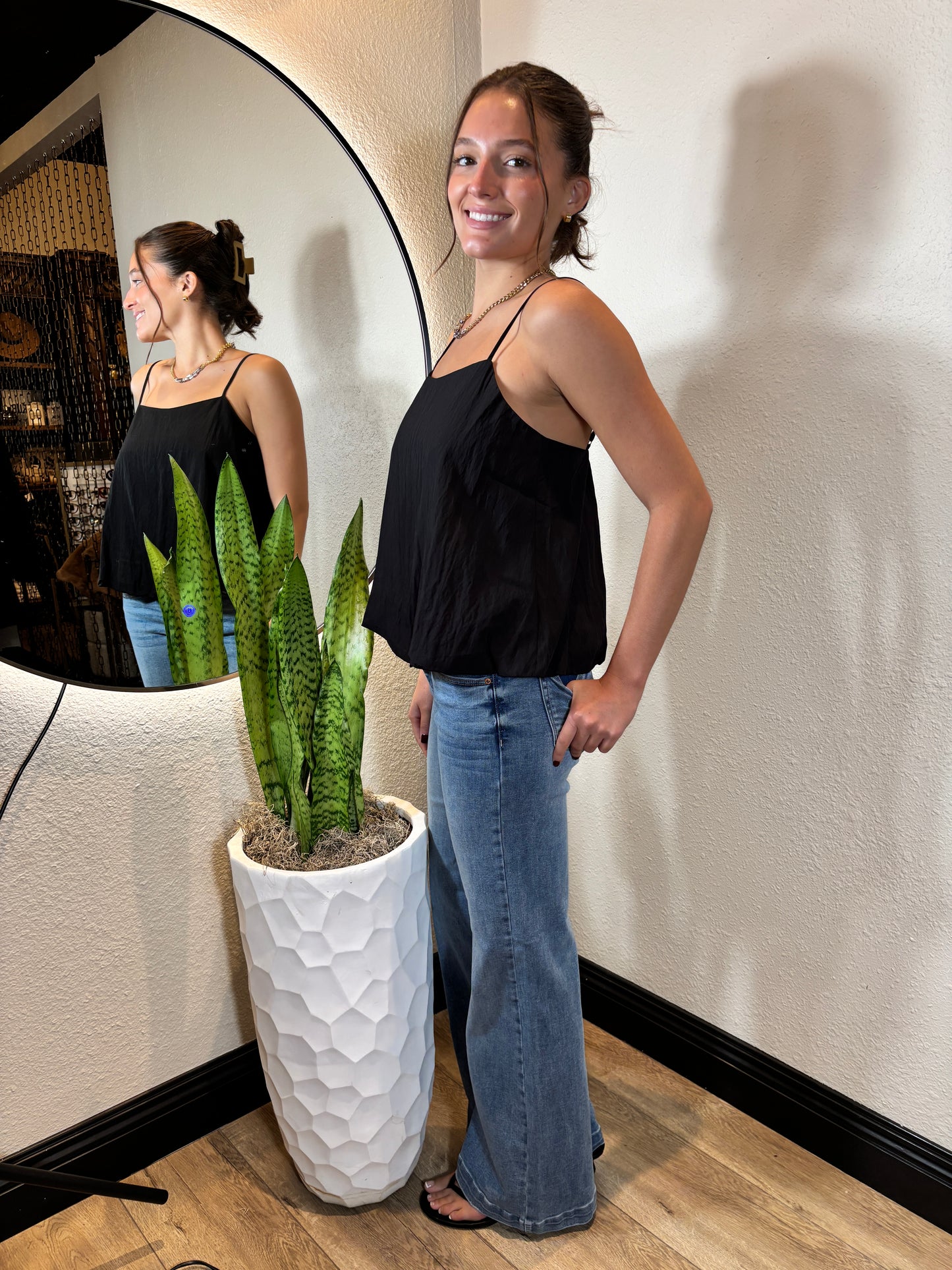 Billowy Cami Top with Bubble Hem