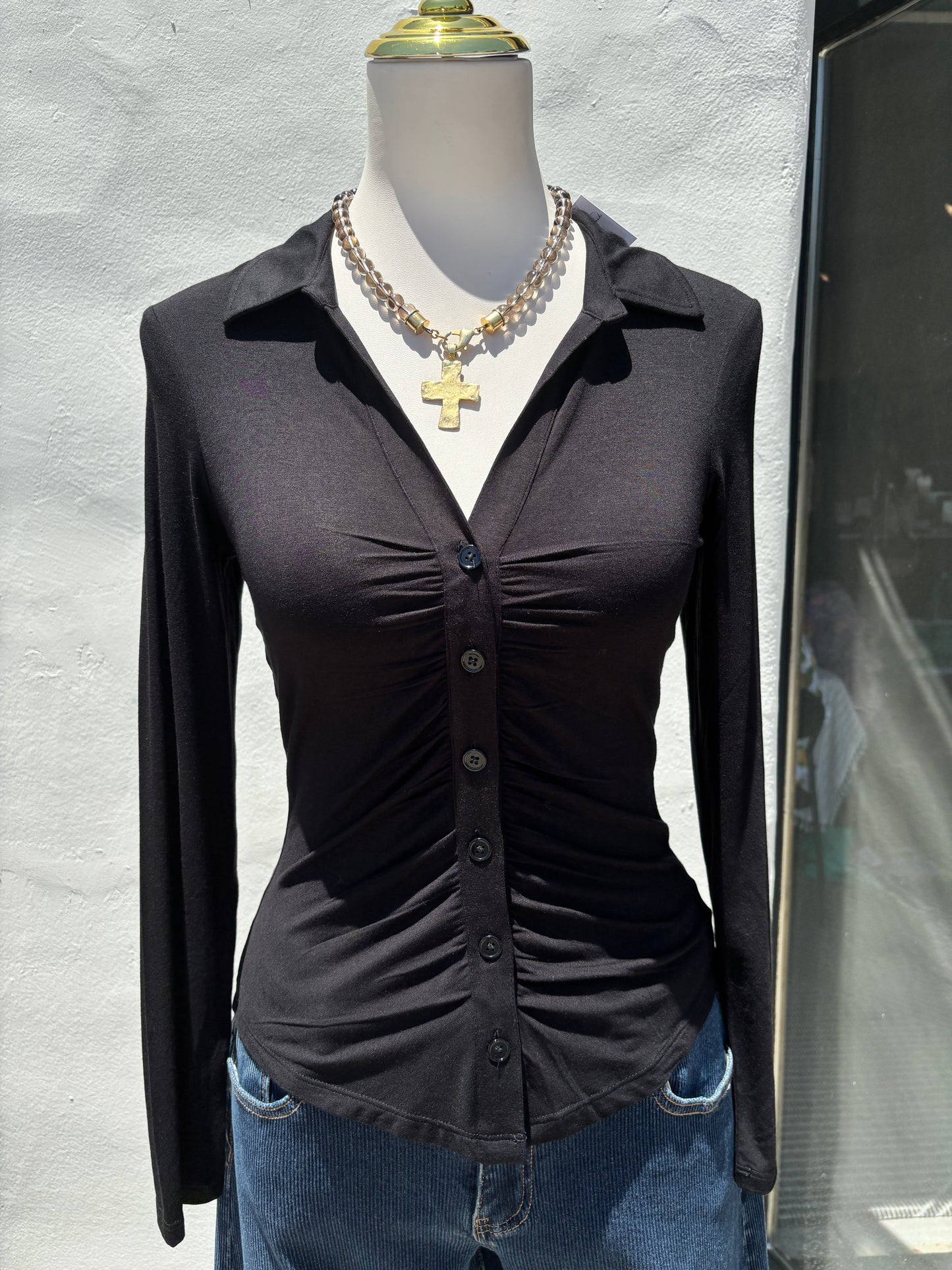 Dream Girl Button Up Black Top