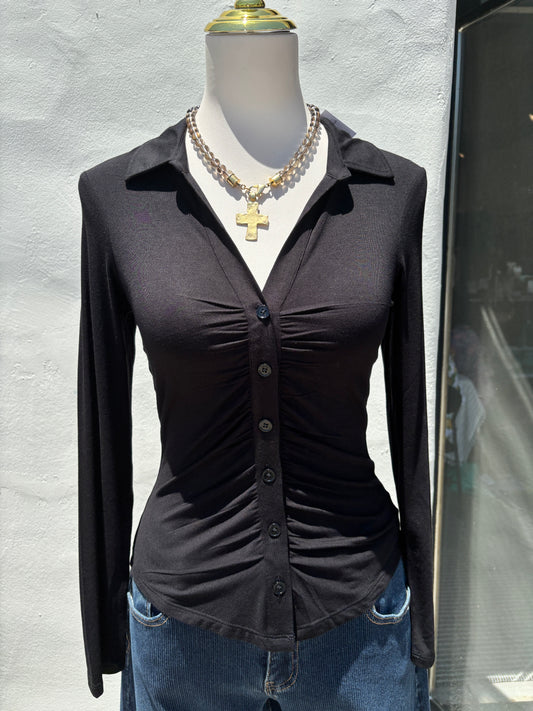 Dream Girl Button Up Black Top