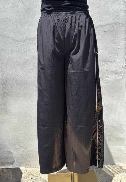 Nylon Track Pants Wide Leg