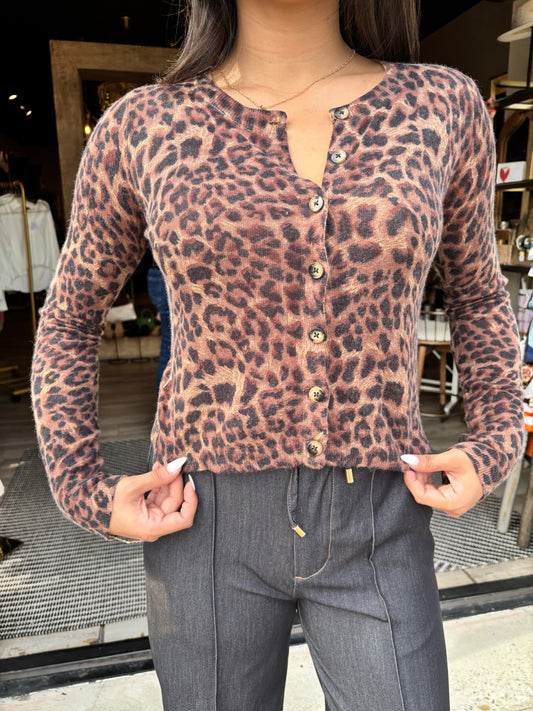 Leopard Print Sweater Cardigan