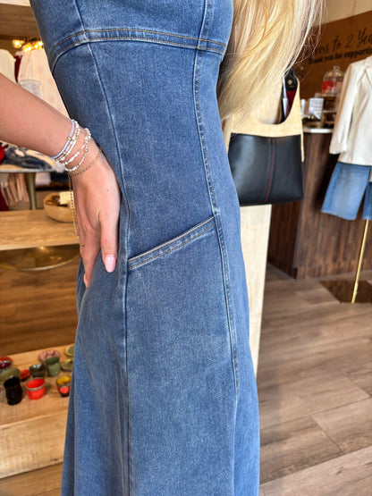 Denim  Strapless Maxi Dress