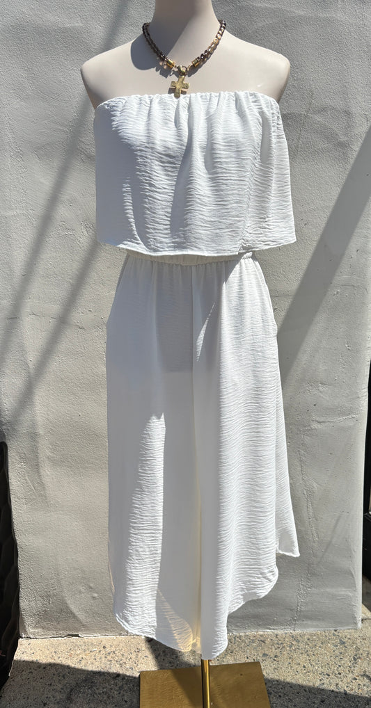 White Strapless Jumpsuit-Ty