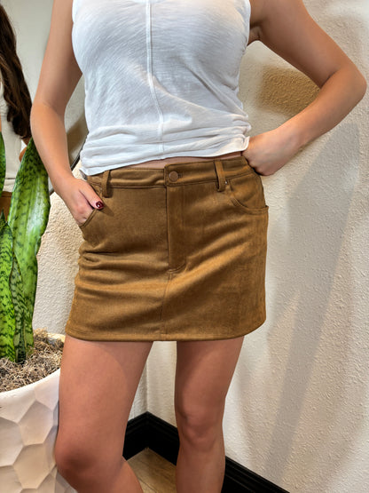 Faux Suede Low Waist Skirt Skort