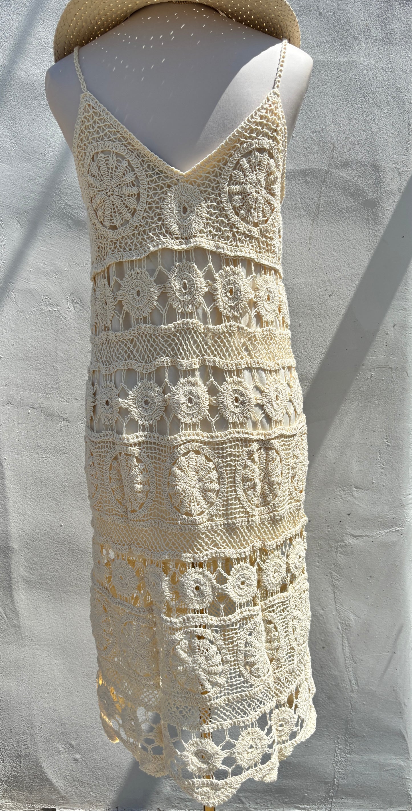 Macrame Cream Midi Dress-StBo