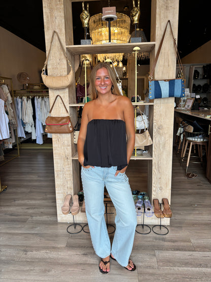 Silk Strapless Bubble Top-Ty