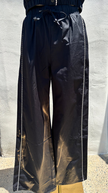 Black/cream Stripe Wide Leg Pant-SyBo
