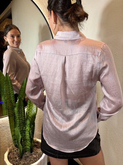 Collared Blouse with Button Accent