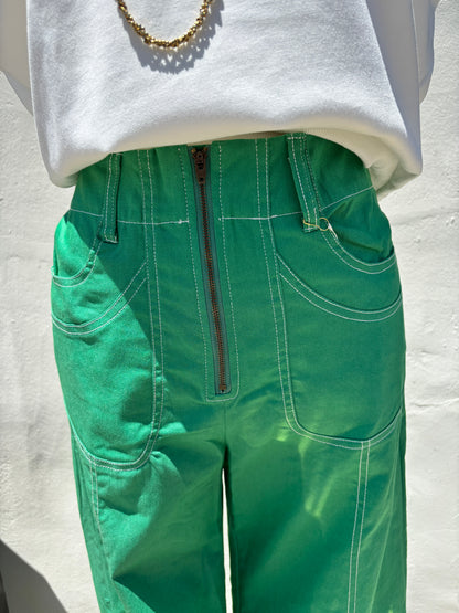 Wide Leg Pant w/ Exposed Zipper-Gi