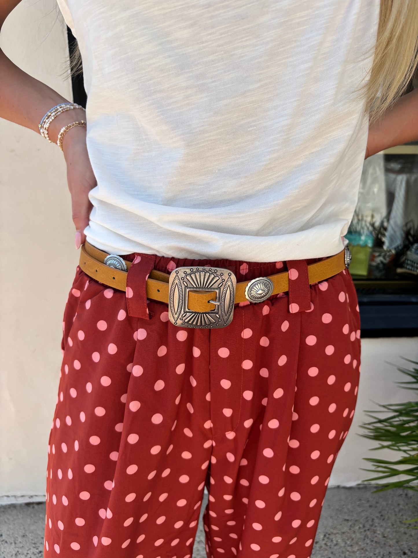 Red PokaDot Silk Pant-Poem
