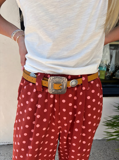 Red PokaDot Silk Pant-Poem