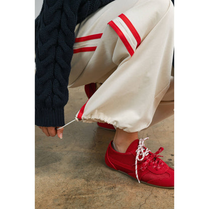 Striped Wide-Leg Drawstring Track Pants - BMP8039