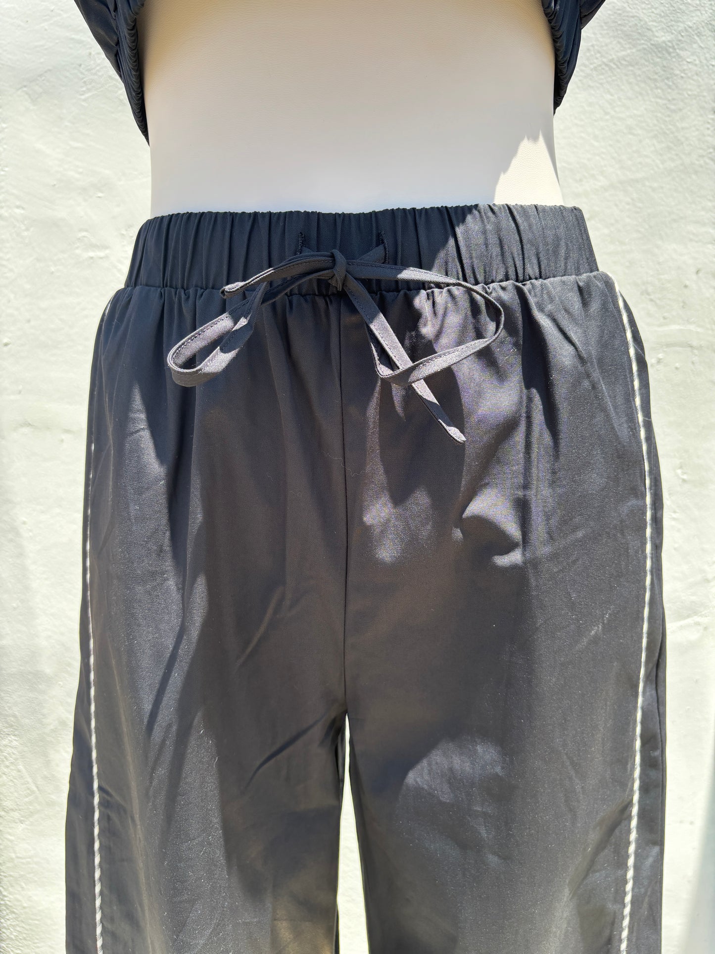 Black/cream Stripe Wide Leg Pant-SyBo